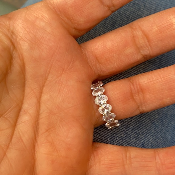 Sterling silver Eternity Oval Wedding Band CZ - Picture 10 of 10